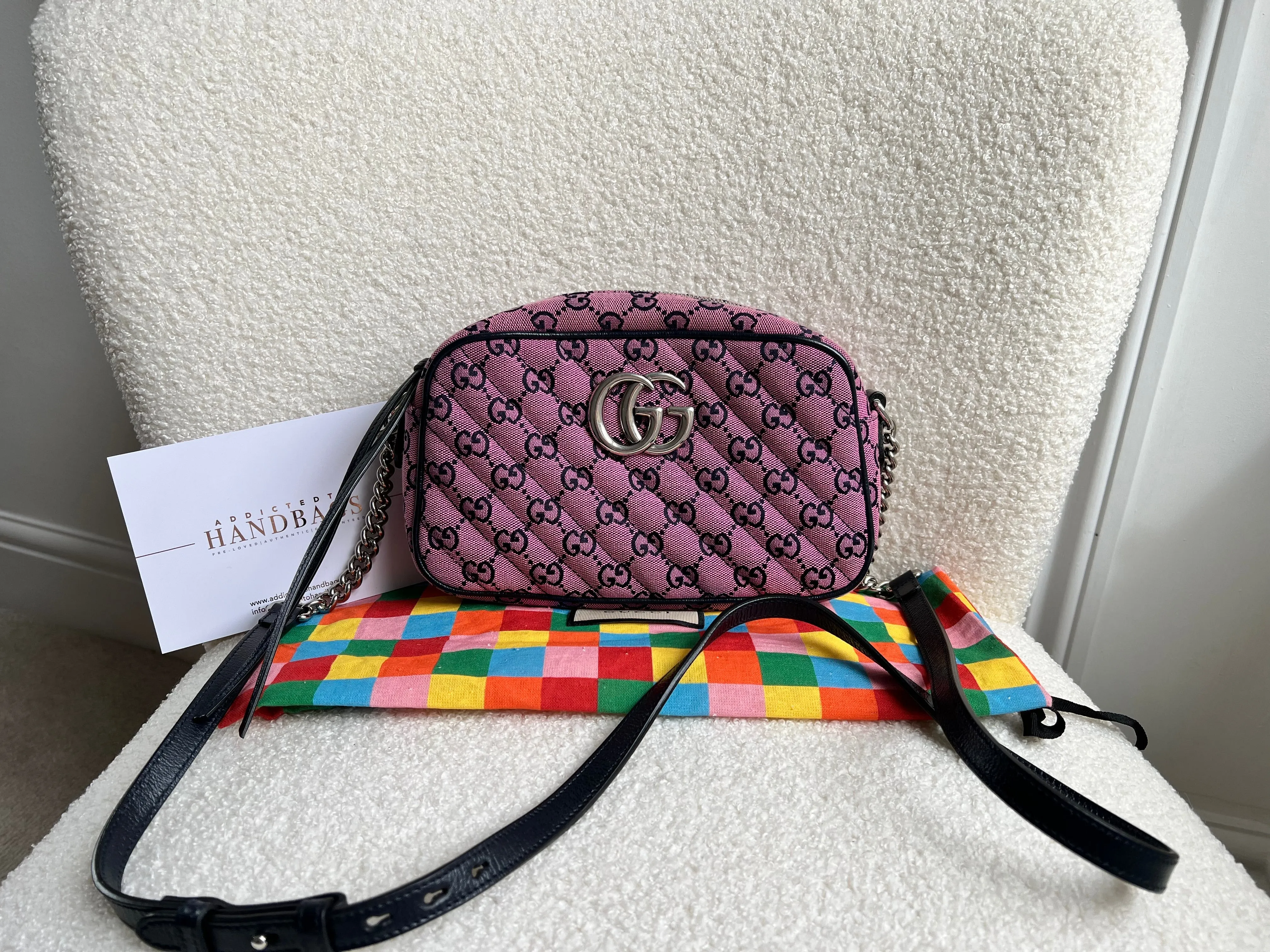 Gucci GG Marmont Pink Canvas Small Shoulder Bag (RRP ??1050)