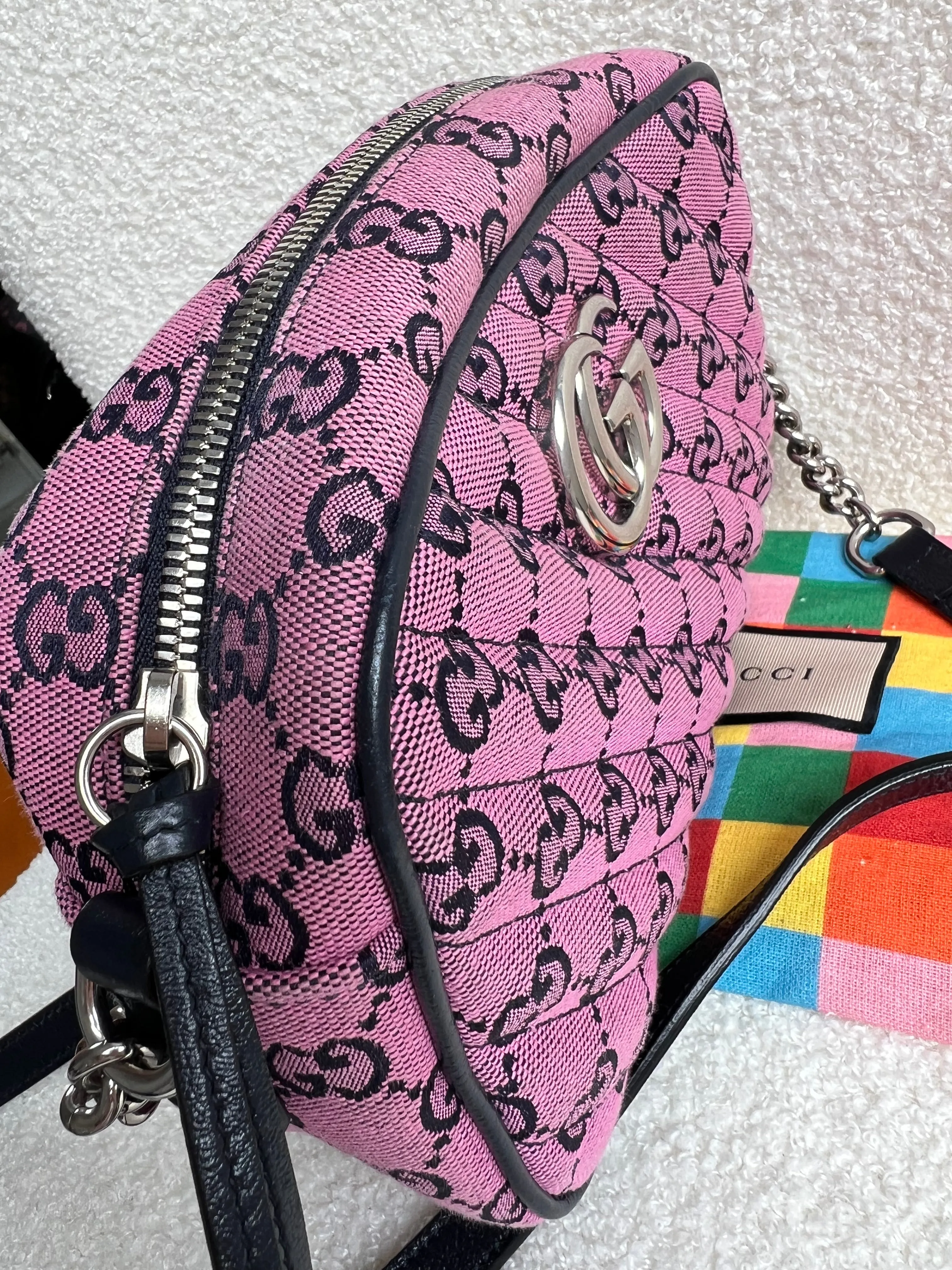Gucci GG Marmont Pink Canvas Small Shoulder Bag (RRP ??1050)