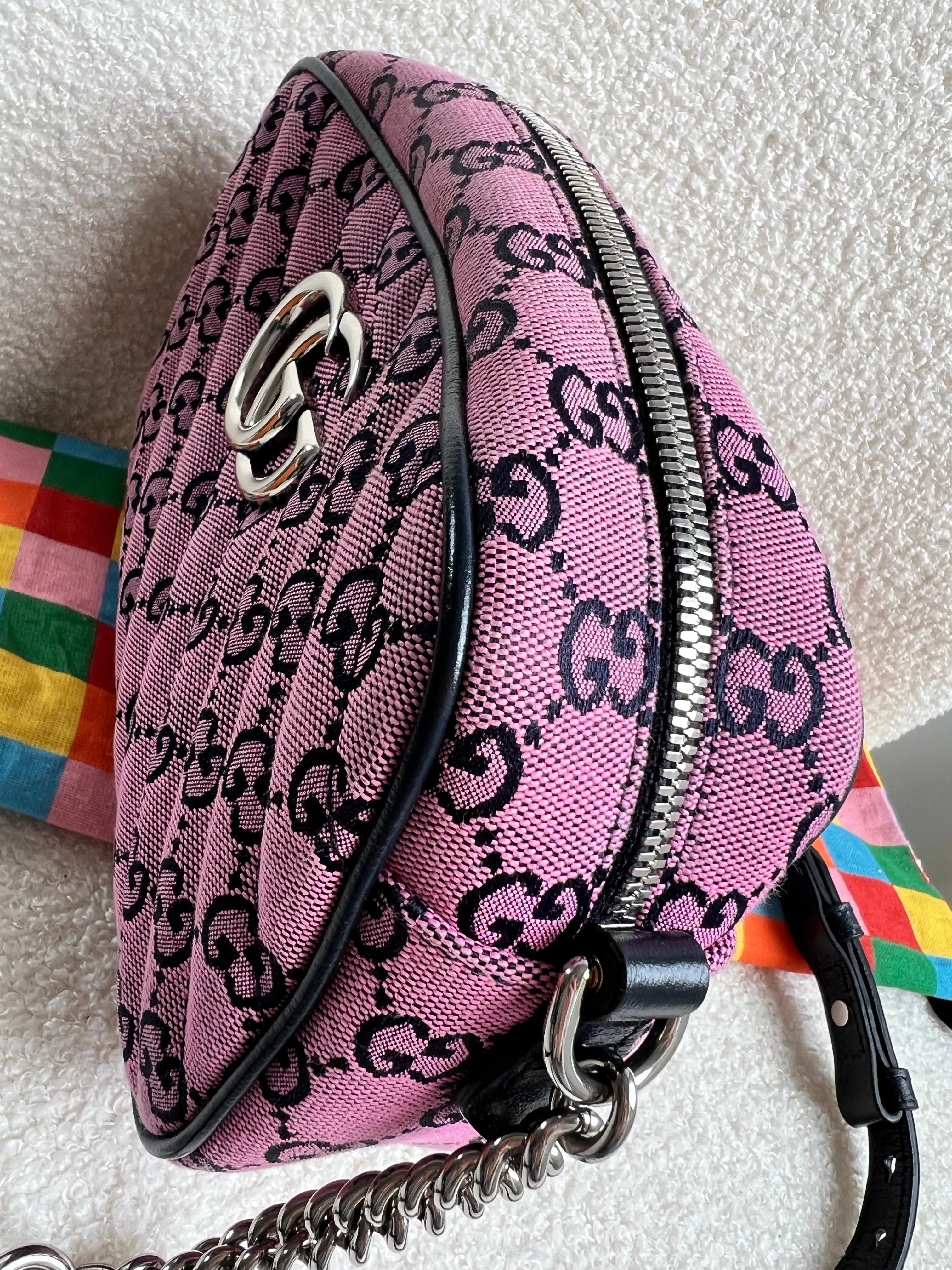 Gucci GG Marmont Pink Canvas Small Shoulder Bag (RRP ??1050)