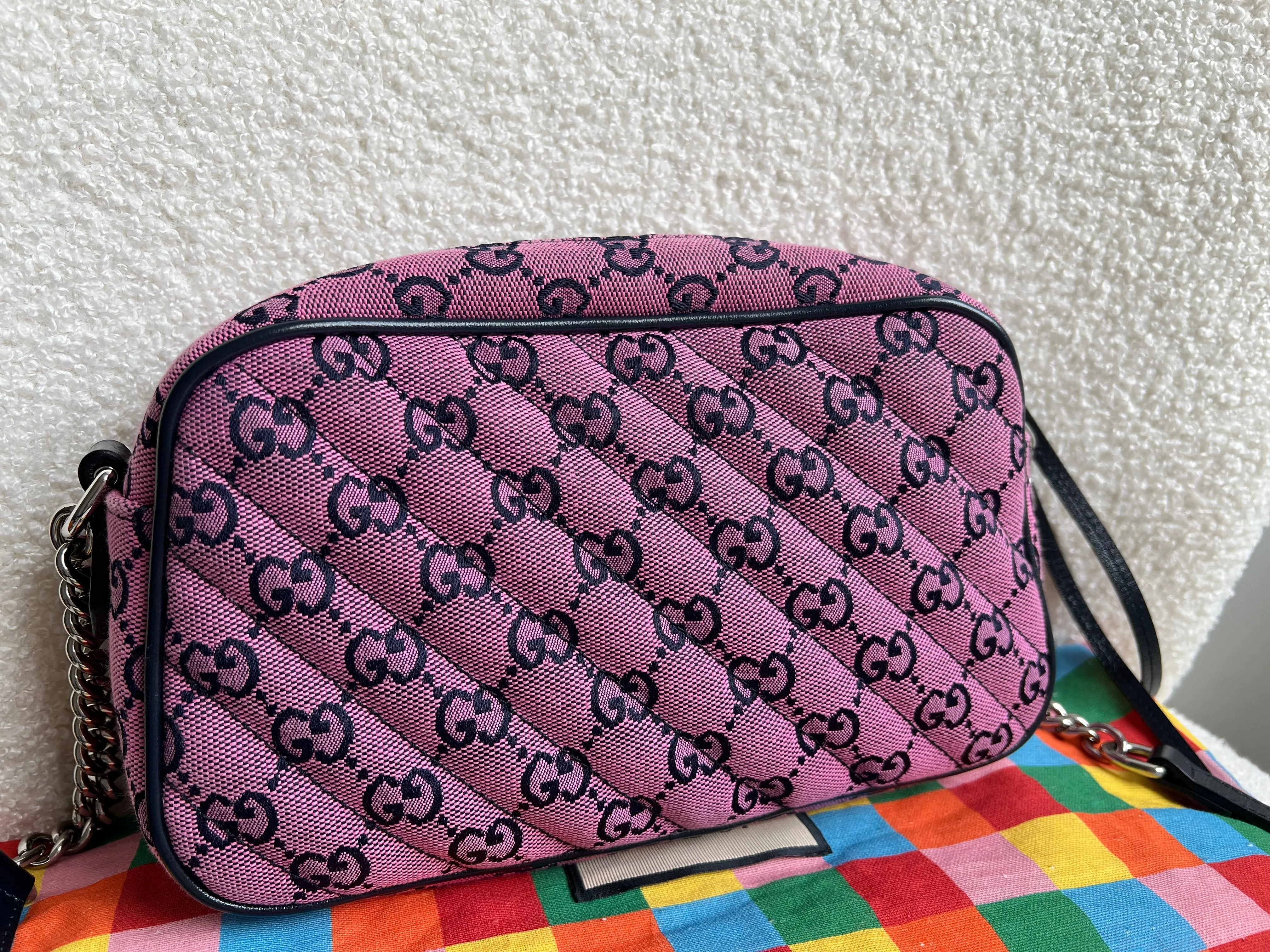 Gucci GG Marmont Pink Canvas Small Shoulder Bag (RRP ??1050)