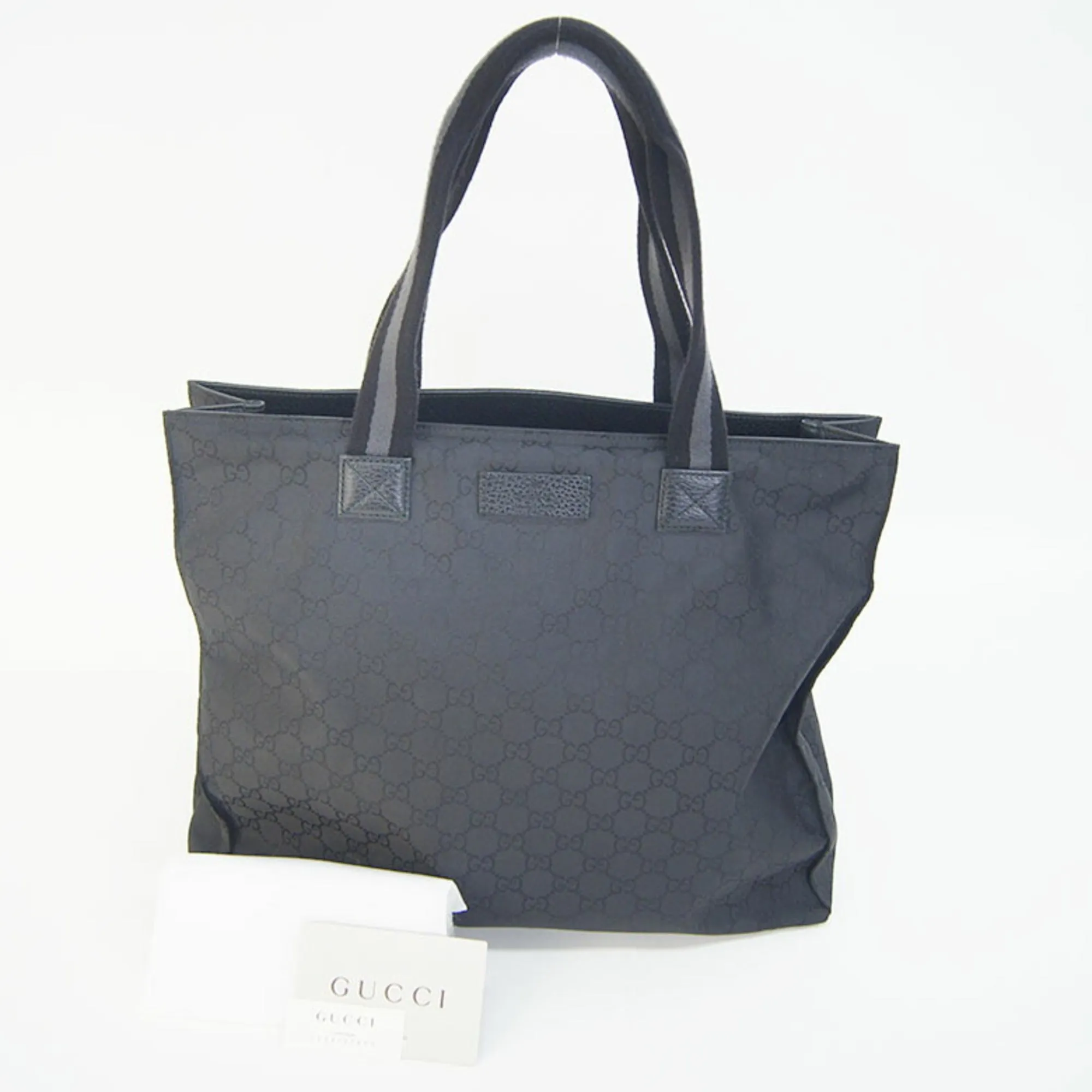 Gucci GG Nylon Tote Bag 449178 Black Shoulder Men's Pattern