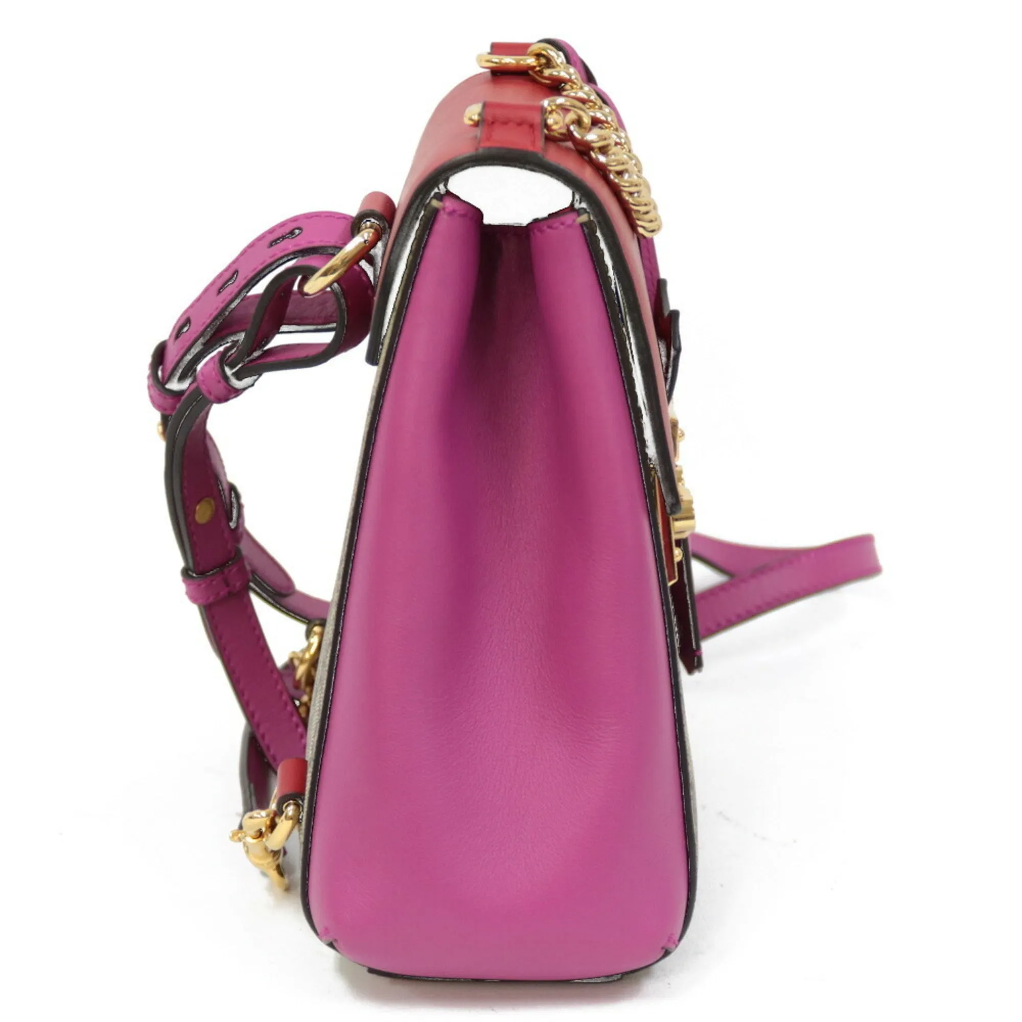 Gucci Handbag 2WAY Bag Shoulder Padlock GC Small Red Ladies