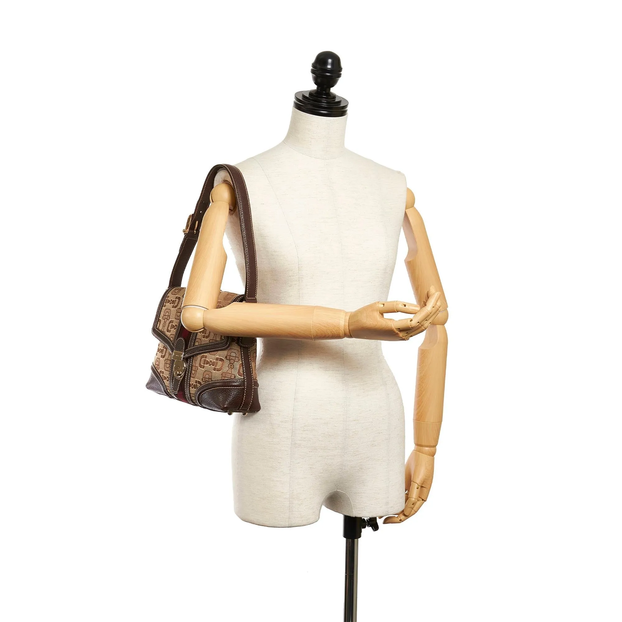 Gucci Horsebit Canvas Web Treasure Shoulder Bag