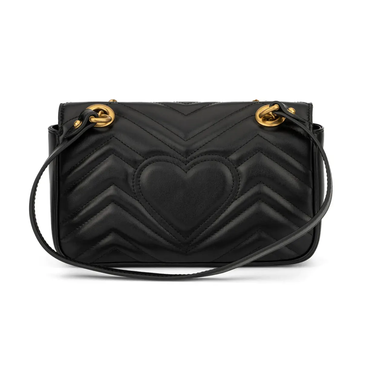 Gucci Marmont 446744 DTDIT 1000 Women's Black Matelass?? Leather Mini Shoulder Bag (GG2078)