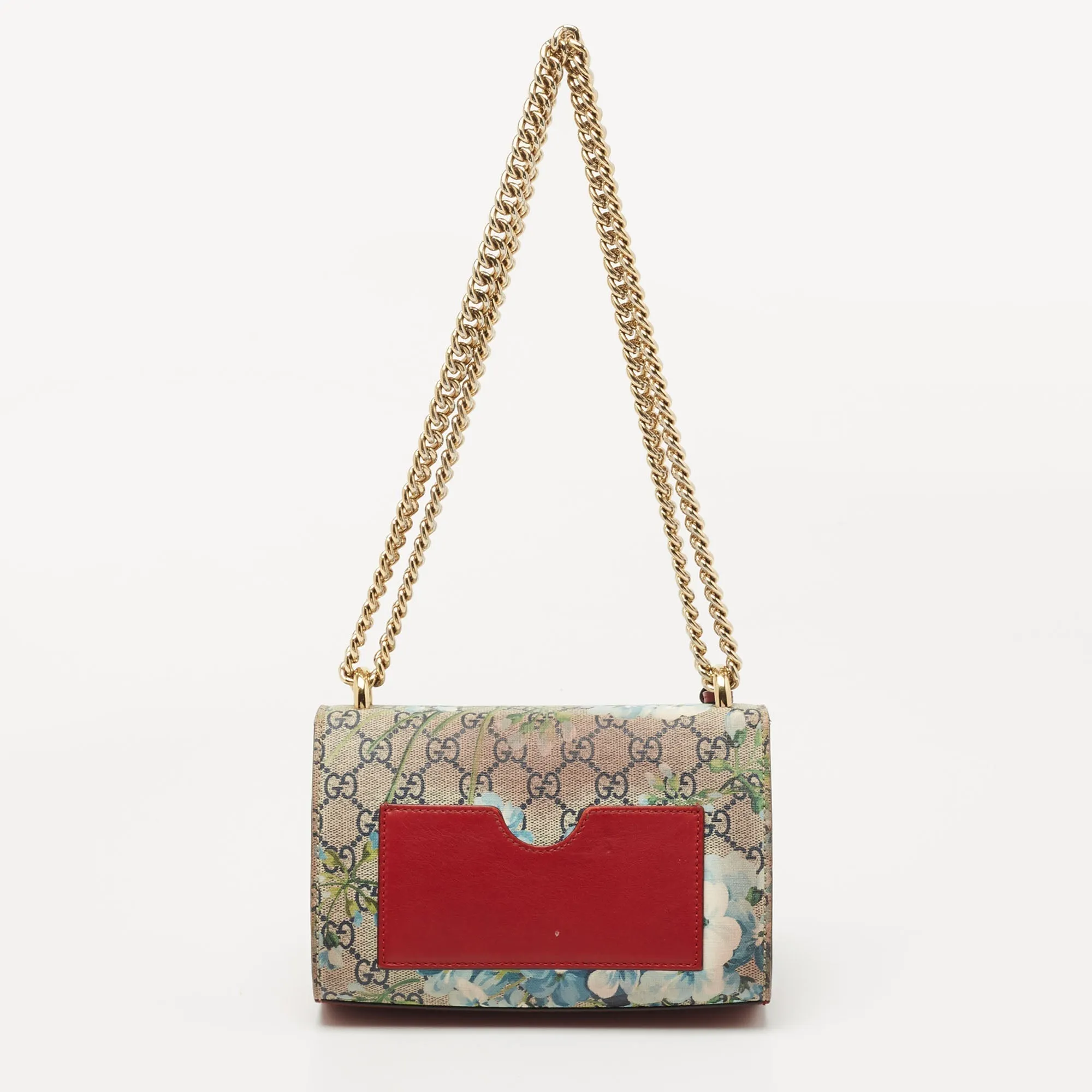 Gucci Multicolor GG Supreme Blooms Canvas and Leather Small Padlock Shoulder Bag