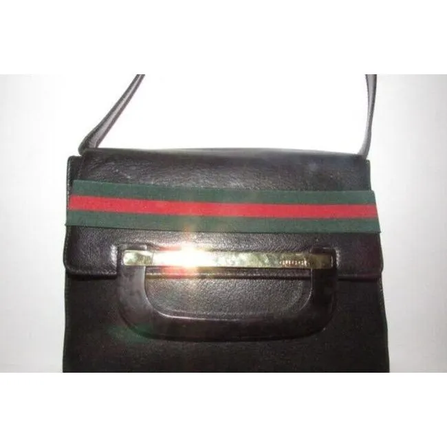 Gucci Ophidia Top Handle W Two Way Stripe Accent Black With Red And Green Leather Shoulder Bag