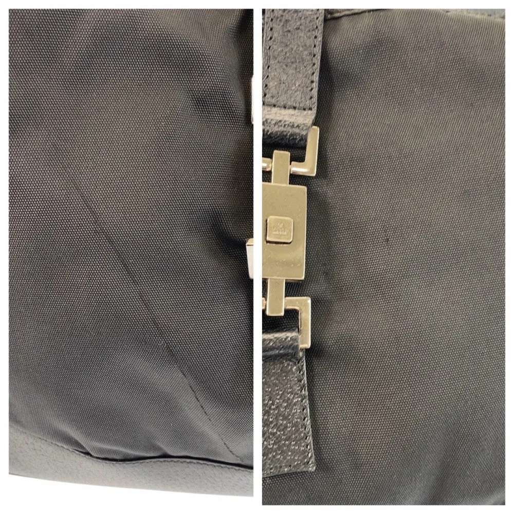 GUCCI Shoulder Bag 001 3346 Nylon, Leather Black black Jackie Women Used