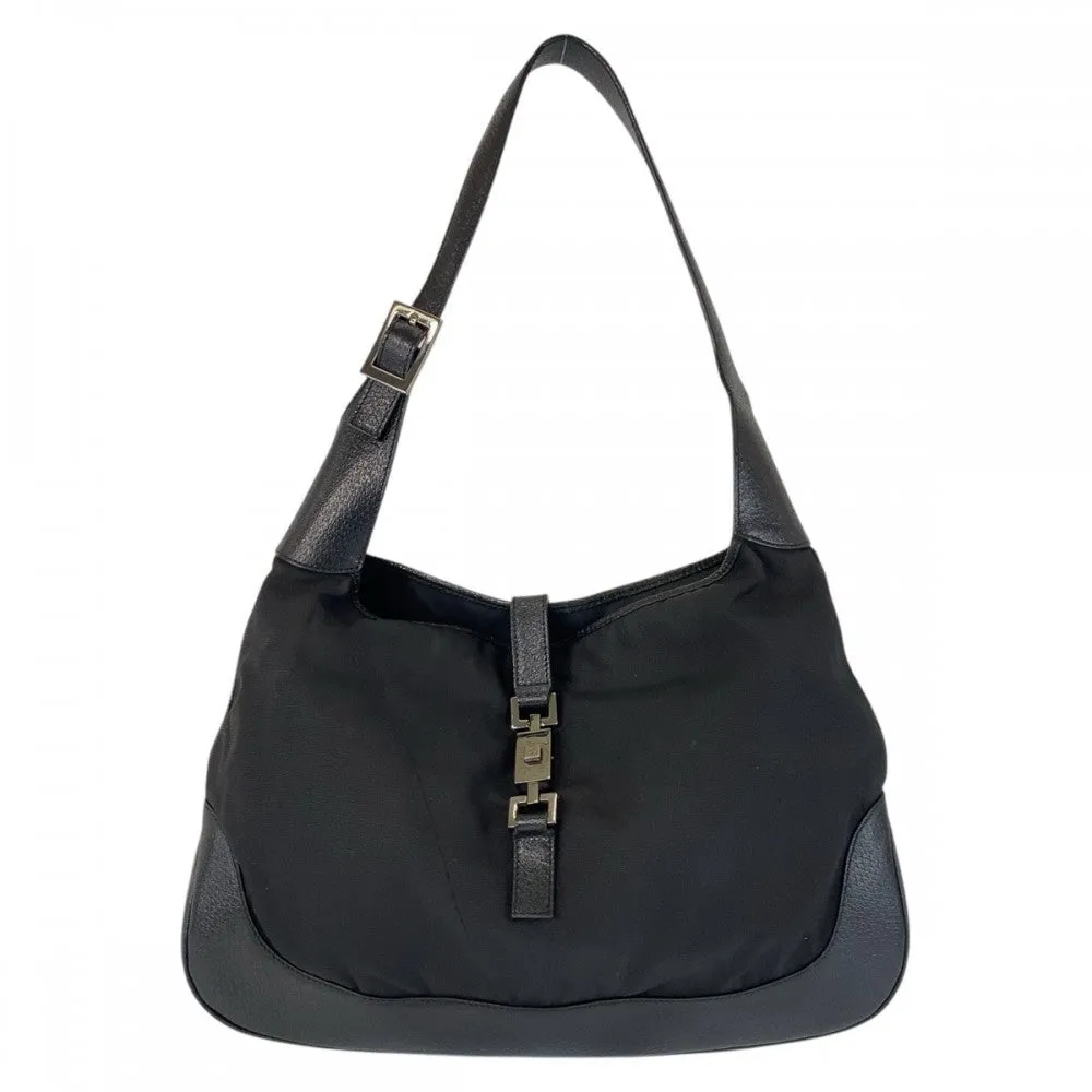 GUCCI Shoulder Bag 001 3346 Nylon, Leather Black black Jackie Women Used