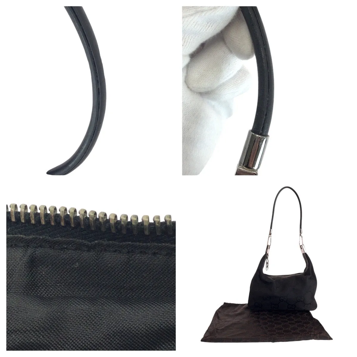 GUCCI Shoulder Bag 001 3821 canvas black Jumbo GG