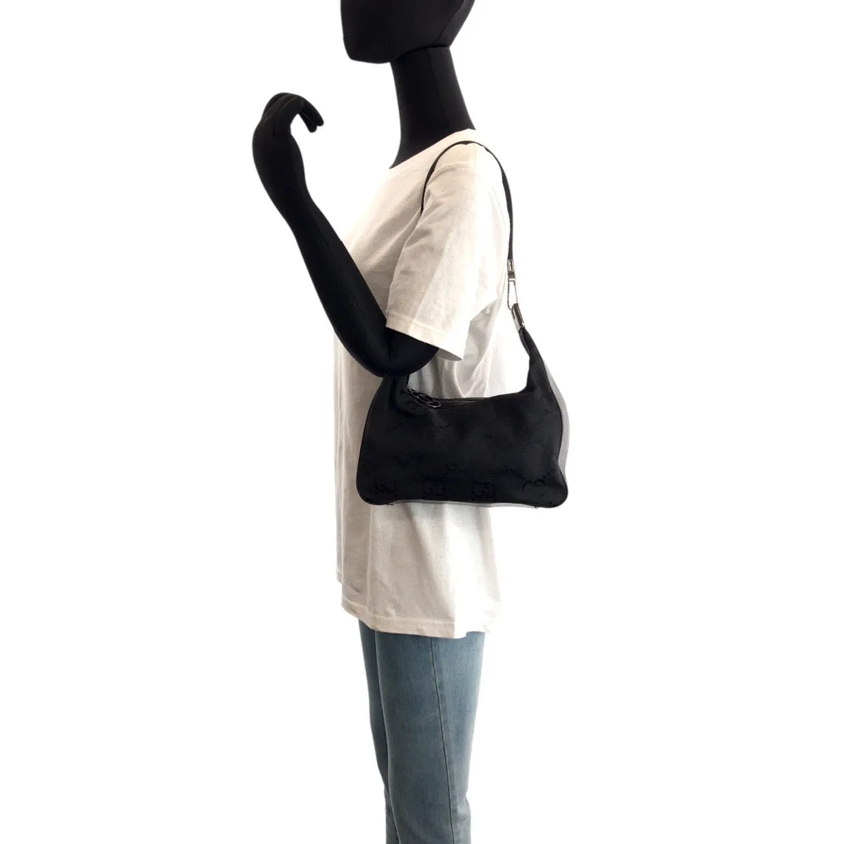 GUCCI Shoulder Bag 001 3821 canvas black Jumbo GG