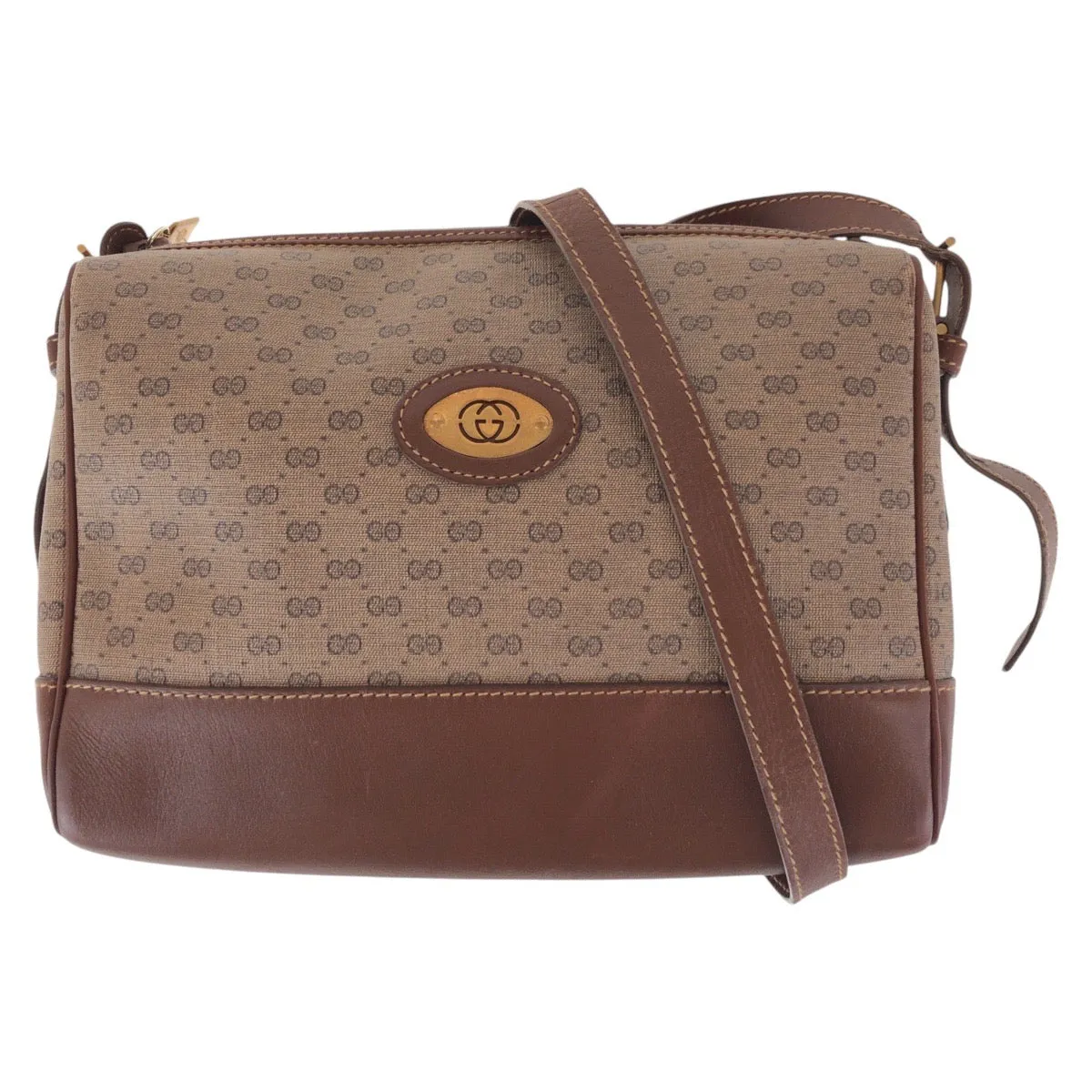 GUCCI Shoulder Bag 007 261 1148 GG Supreme canvas, leather Brown Gold Metal Shoulder Bag pochette Old Gucci Micro GG Women Used