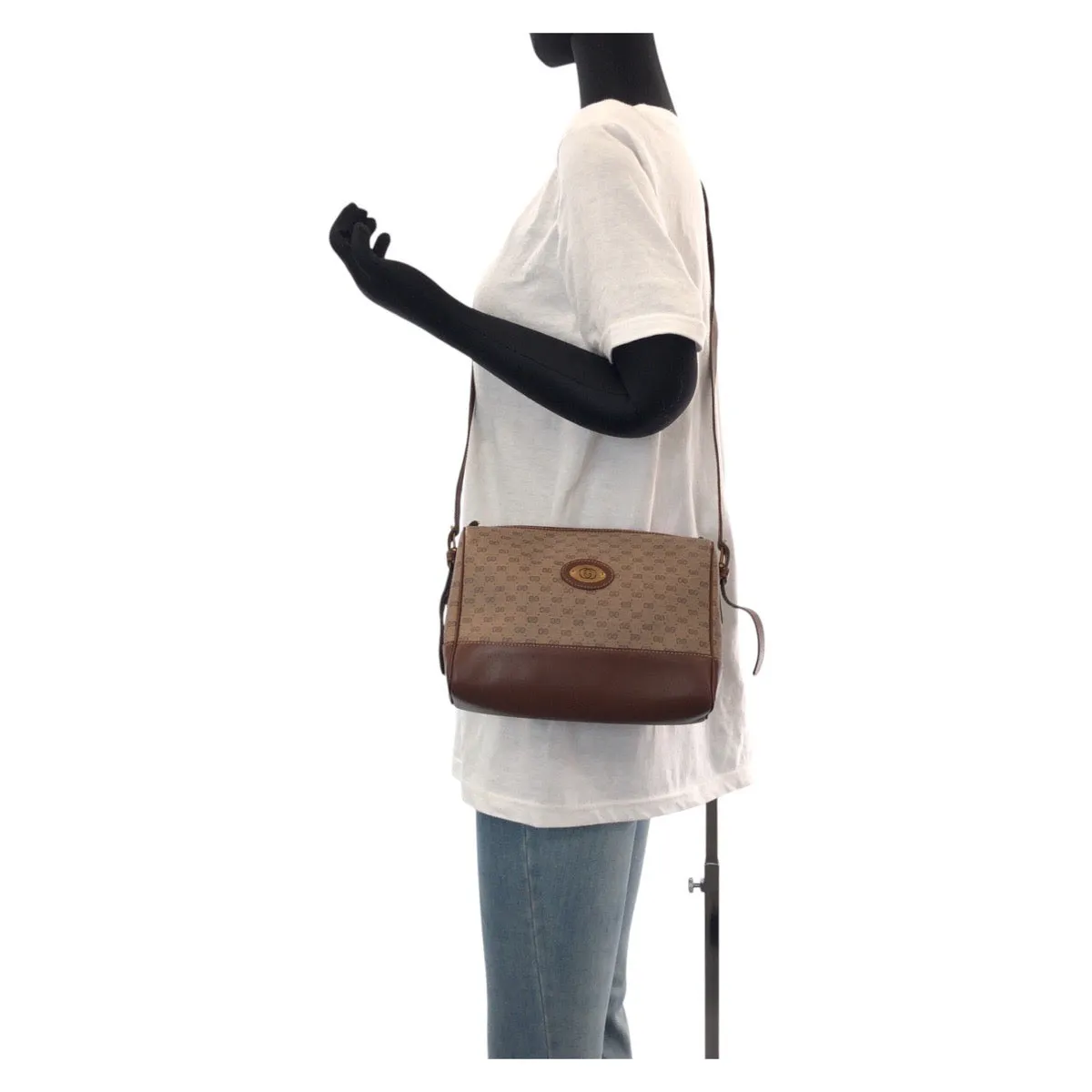 GUCCI Shoulder Bag 007 261 1148 GG Supreme canvas, leather Brown Gold Metal Shoulder Bag pochette Old Gucci Micro GG Women Used