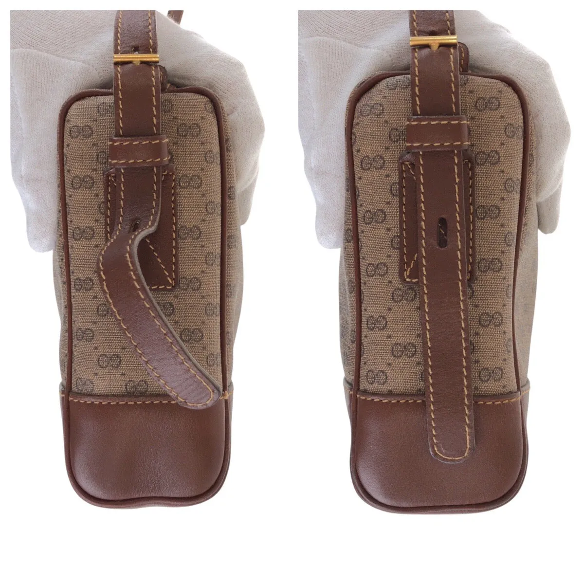 GUCCI Shoulder Bag 007 261 1148 GG Supreme canvas, leather Brown Gold Metal Shoulder Bag pochette Old Gucci Micro GG Women Used