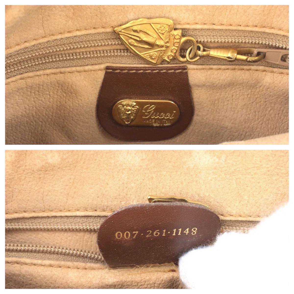 GUCCI Shoulder Bag 007 261 1148 GG Supreme canvas, leather Brown Gold Metal Shoulder Bag pochette Old Gucci Micro GG Women Used