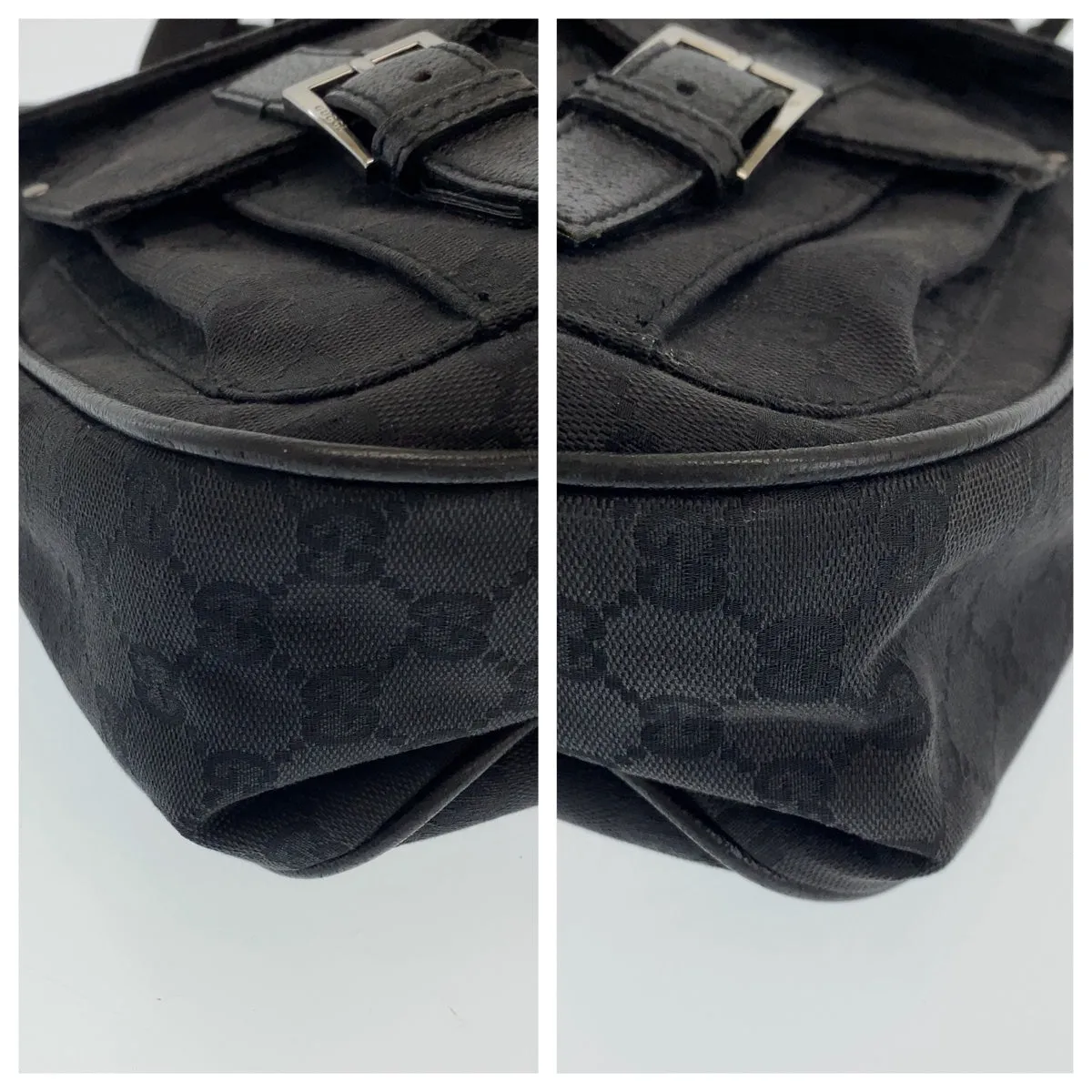 GUCCI Shoulder Bag 114269 GG canvas, leather Black Silver Metal Crossbody Shoulder Bag Messenger Bag mens Used
