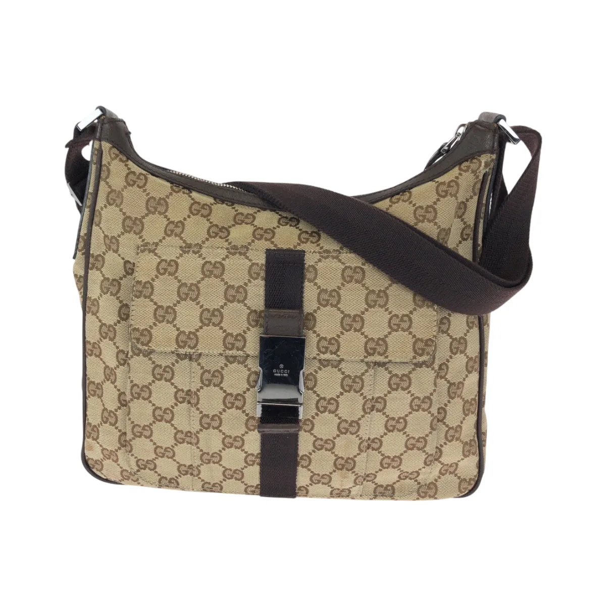 GUCCI Shoulder Bag 131211 GG canvas Beige Brown SilverMetal Shoulder Bag Crossbody Women Used