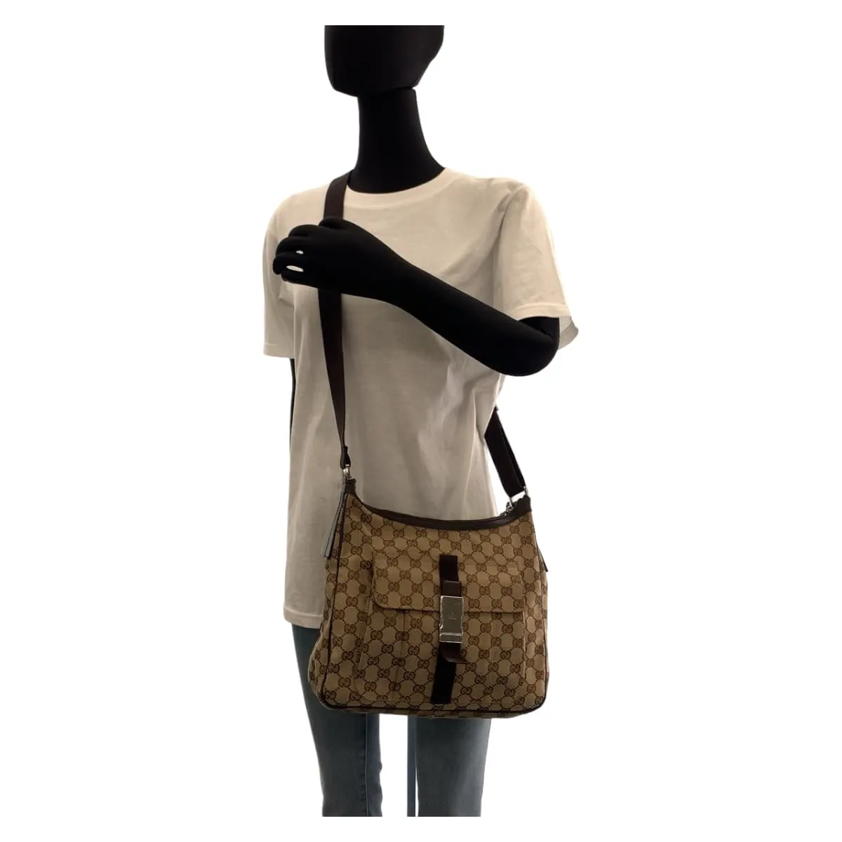 GUCCI Shoulder Bag 131211 GG canvas Beige SilverMetal Crossbody Shoulder Bag Messenger Bag Unisex mens Used