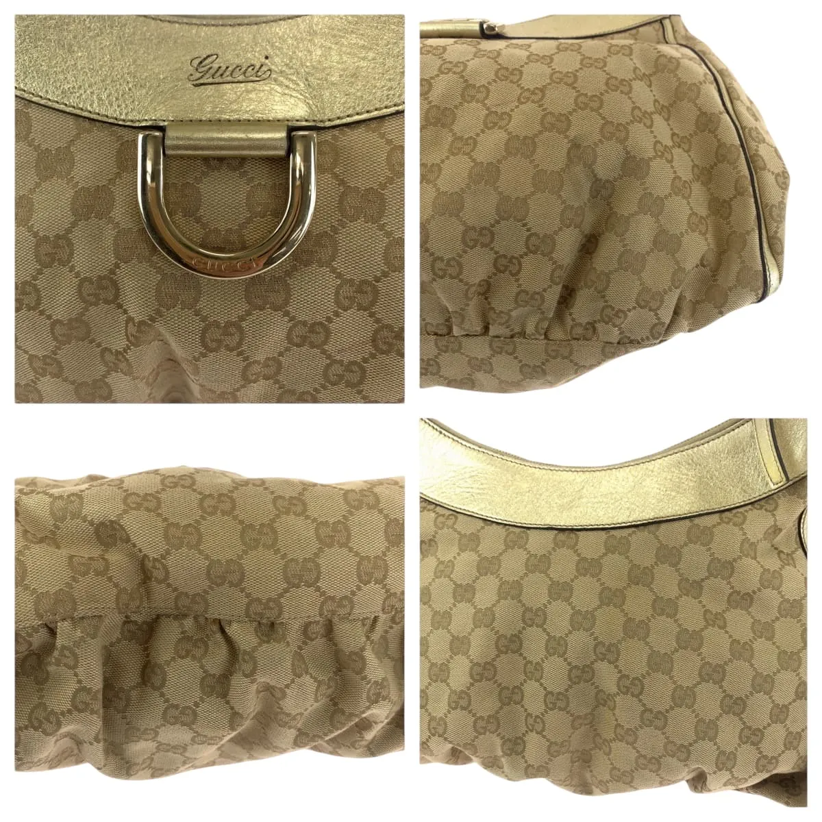 GUCCI Shoulder Bag 189833 GG canvas Beige Gold GoldMetal Hobo One Shoulder Bag Abbey Women Used