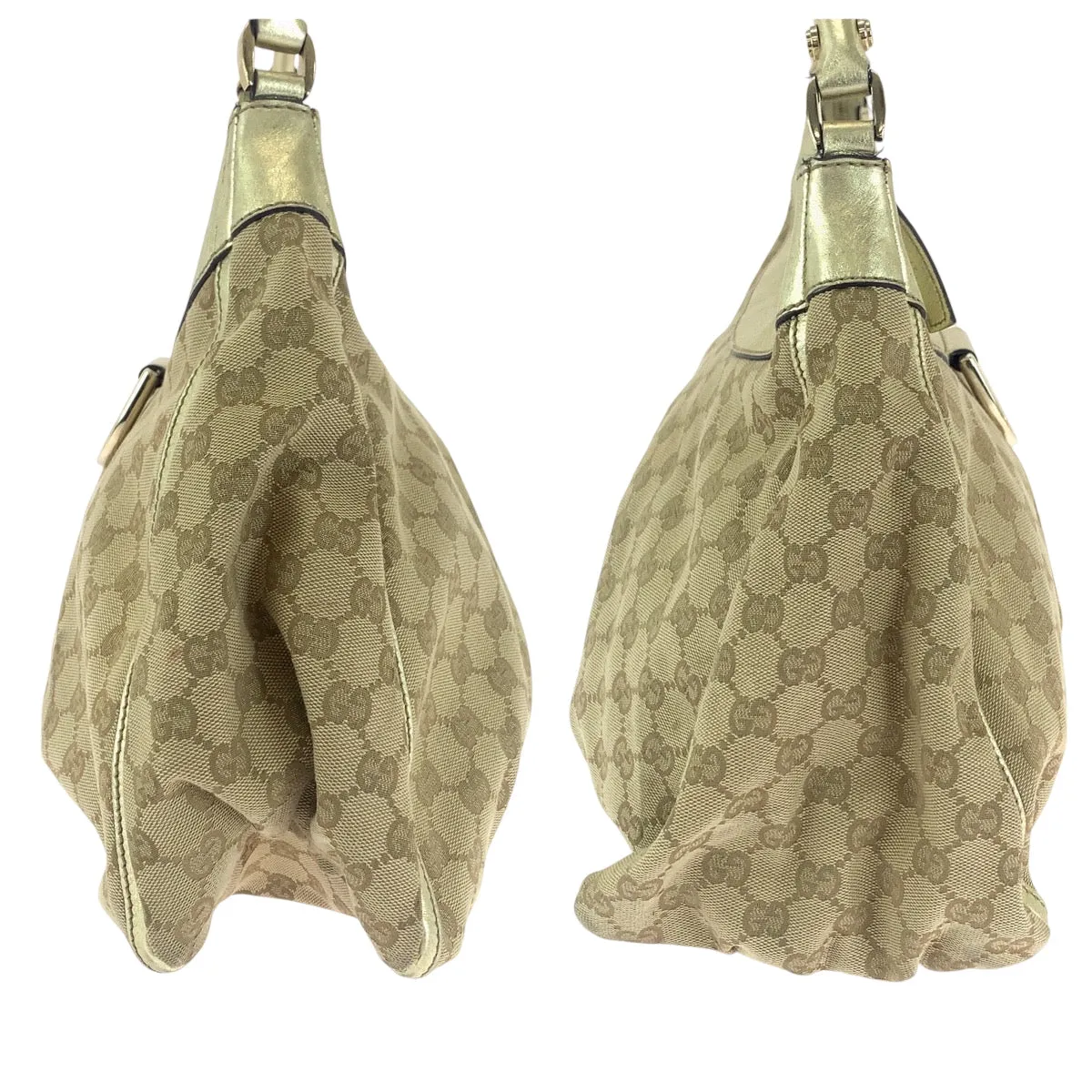 GUCCI Shoulder Bag 189833 GG canvas Beige Gold GoldMetal Hobo One Shoulder Bag Abbey Women Used