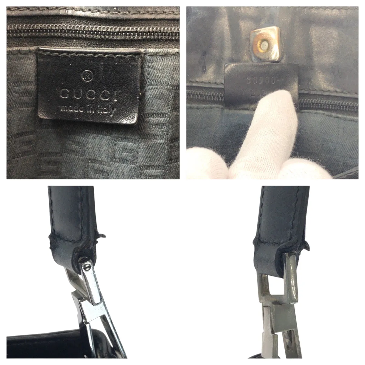 GUCCI Shoulder Bag 33900 Suede Black Green Red SilverMetal Sherry line