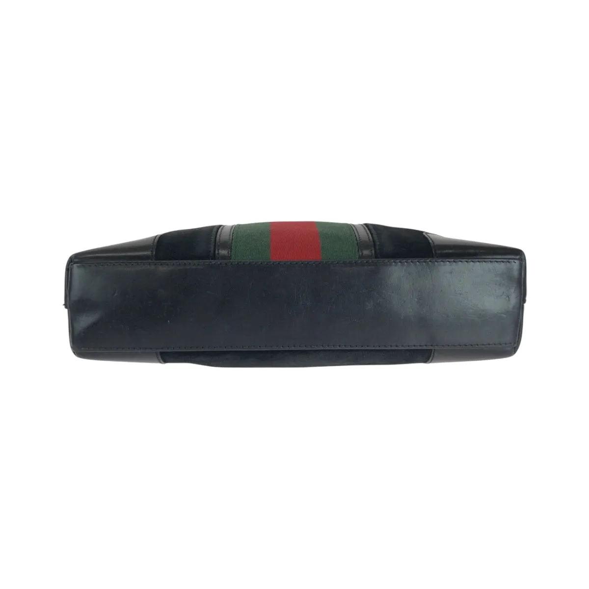 GUCCI Shoulder Bag 33900 Suede Black Green Red SilverMetal Sherry line