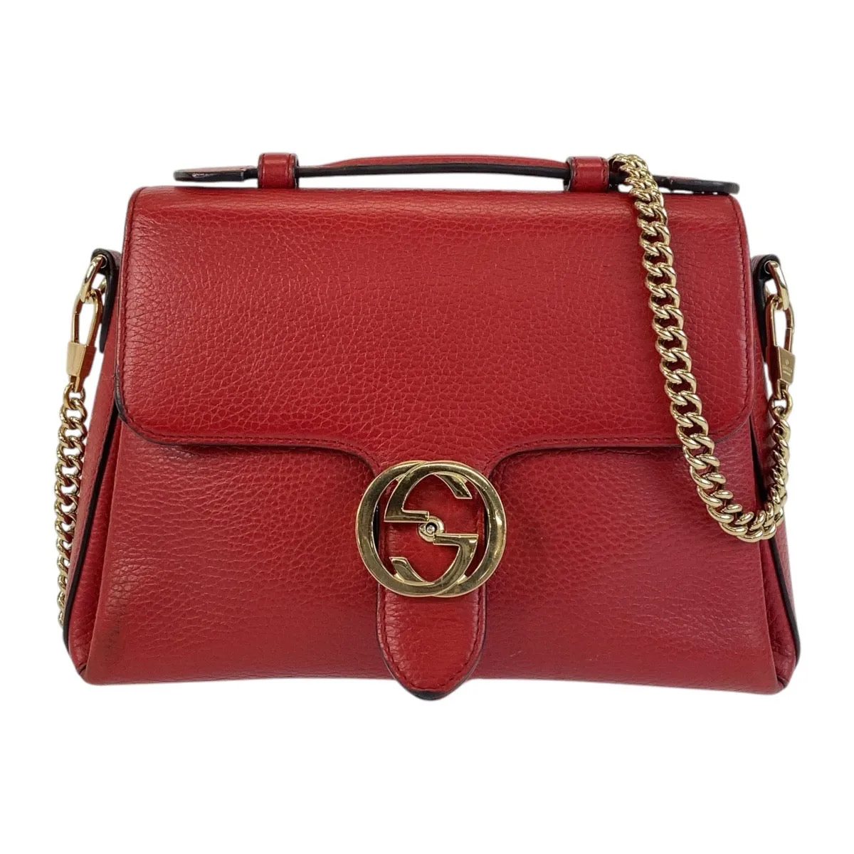 GUCCI Shoulder Bag 510302 leather Red Shoulder Bag Handbag 2way Interlocking Women Used