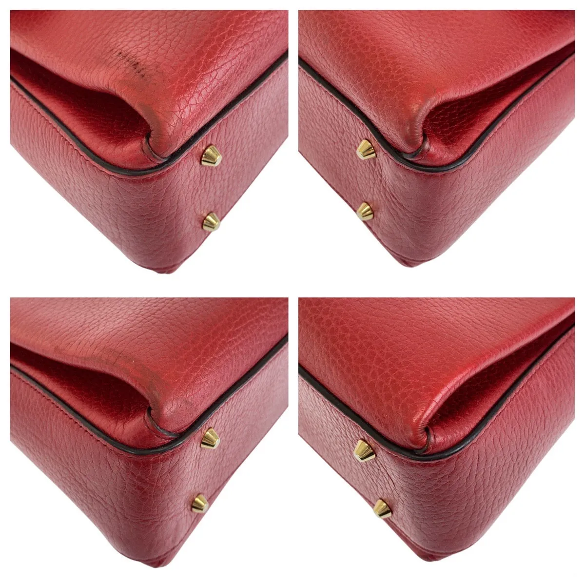 GUCCI Shoulder Bag 510302 leather Red Shoulder Bag Handbag 2way Interlocking Women Used