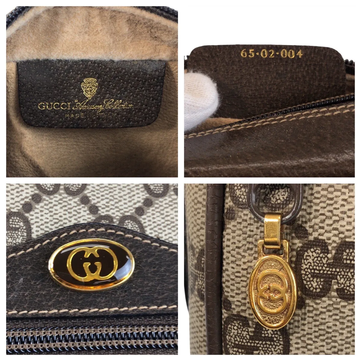GUCCI Shoulder Bag 65 02 004 GG Supreme Canvas Brown Sherry Line Old Gucci