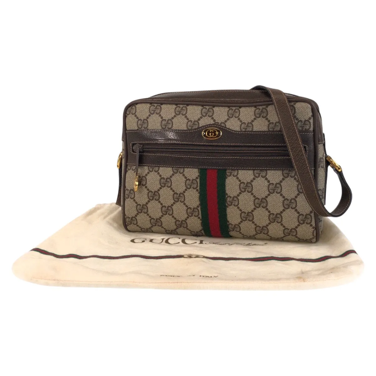 GUCCI Shoulder Bag 65 02 004 GG Supreme Canvas Brown Sherry Line Old Gucci