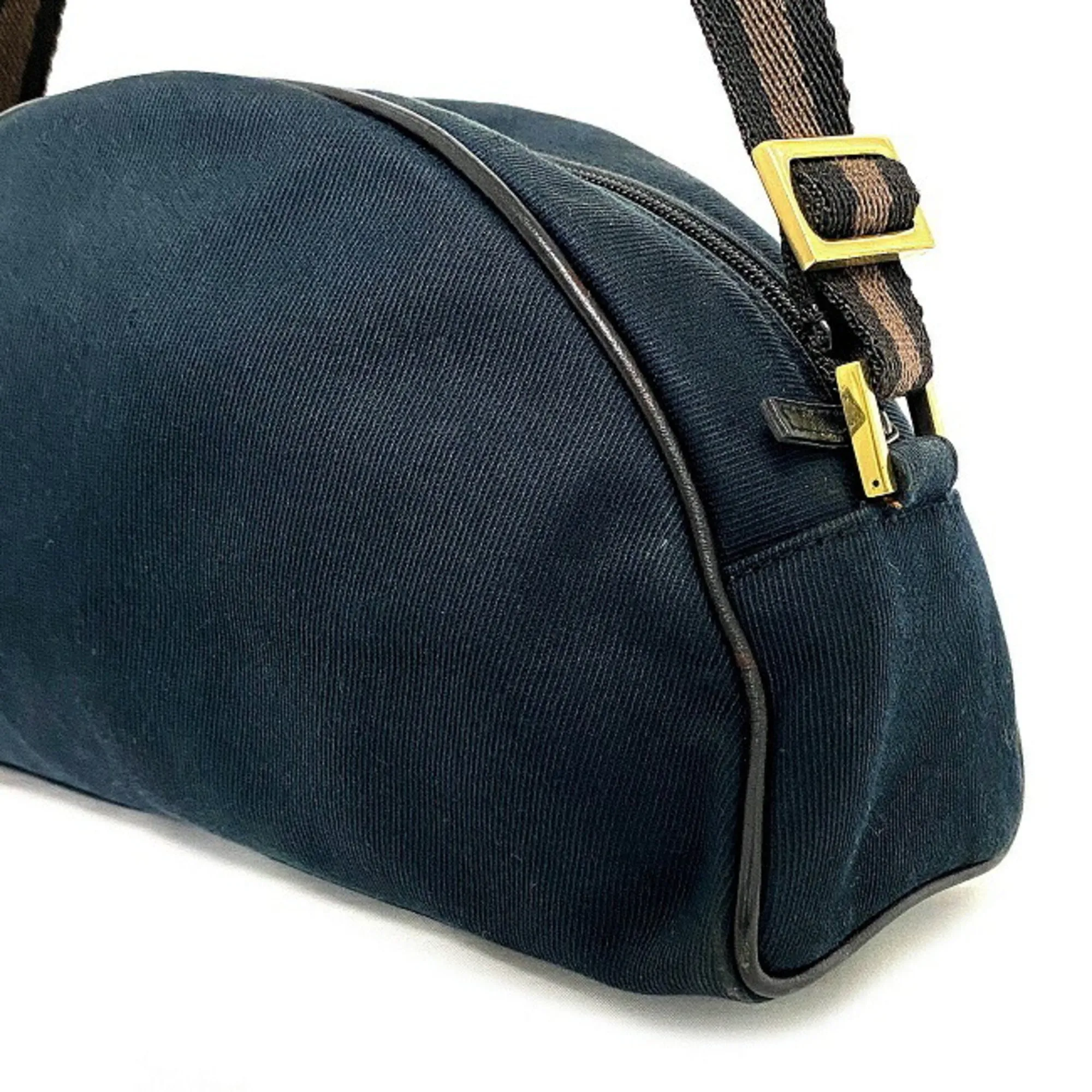 Gucci Shoulder Bag Black Micro GG 90781 Canvas Leather GUCCI Half Moon Handbag