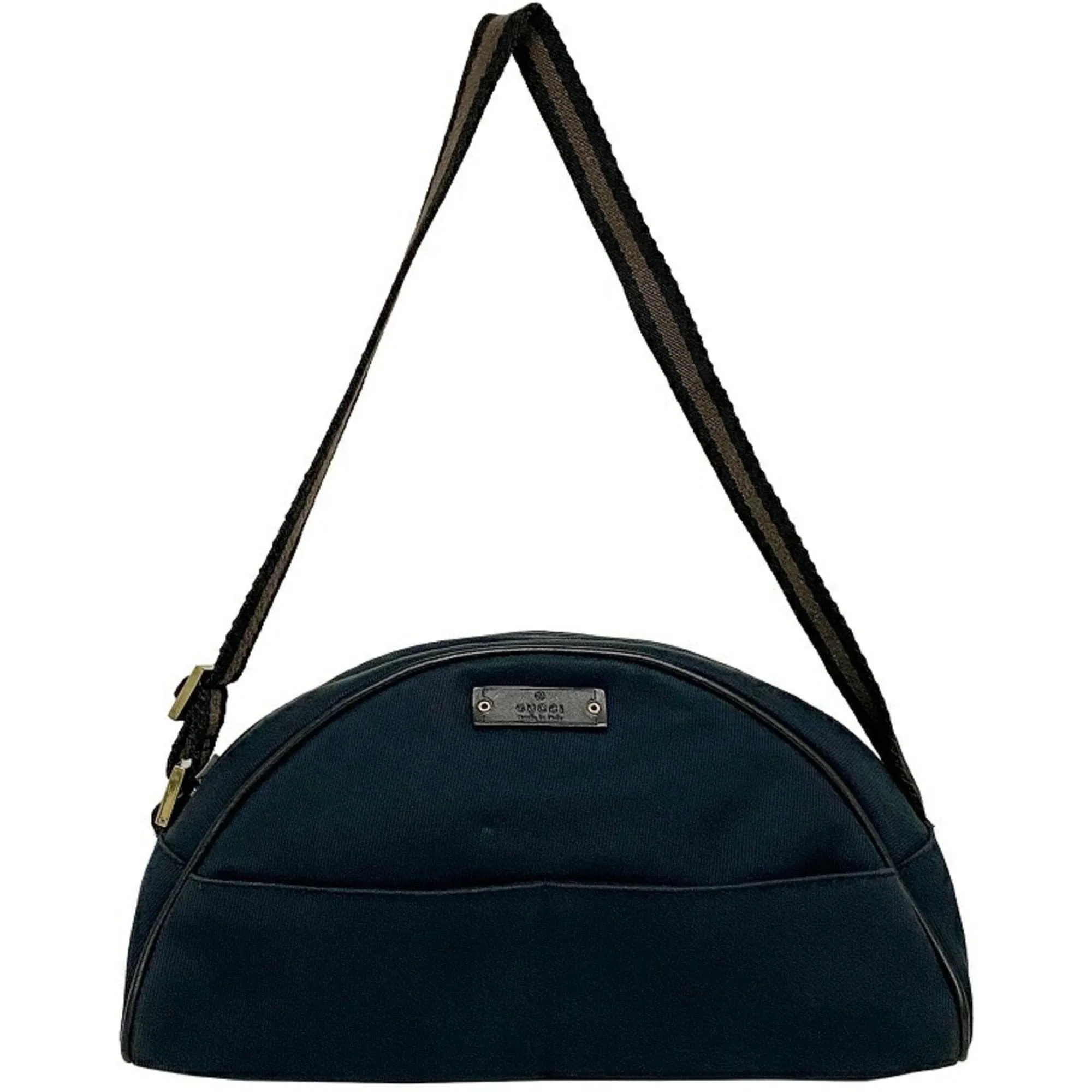 Gucci Shoulder Bag Black Micro GG 90781 Canvas Leather GUCCI Half Moon Handbag