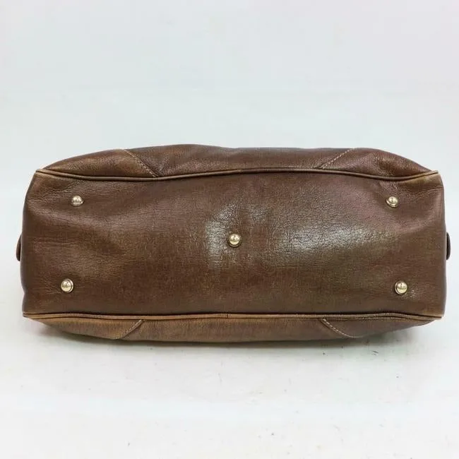 Gucci Shoulder Bag Boston Princy Satchelshoulder Brown Leather With Gold Chainstriped Ribbon Straps
