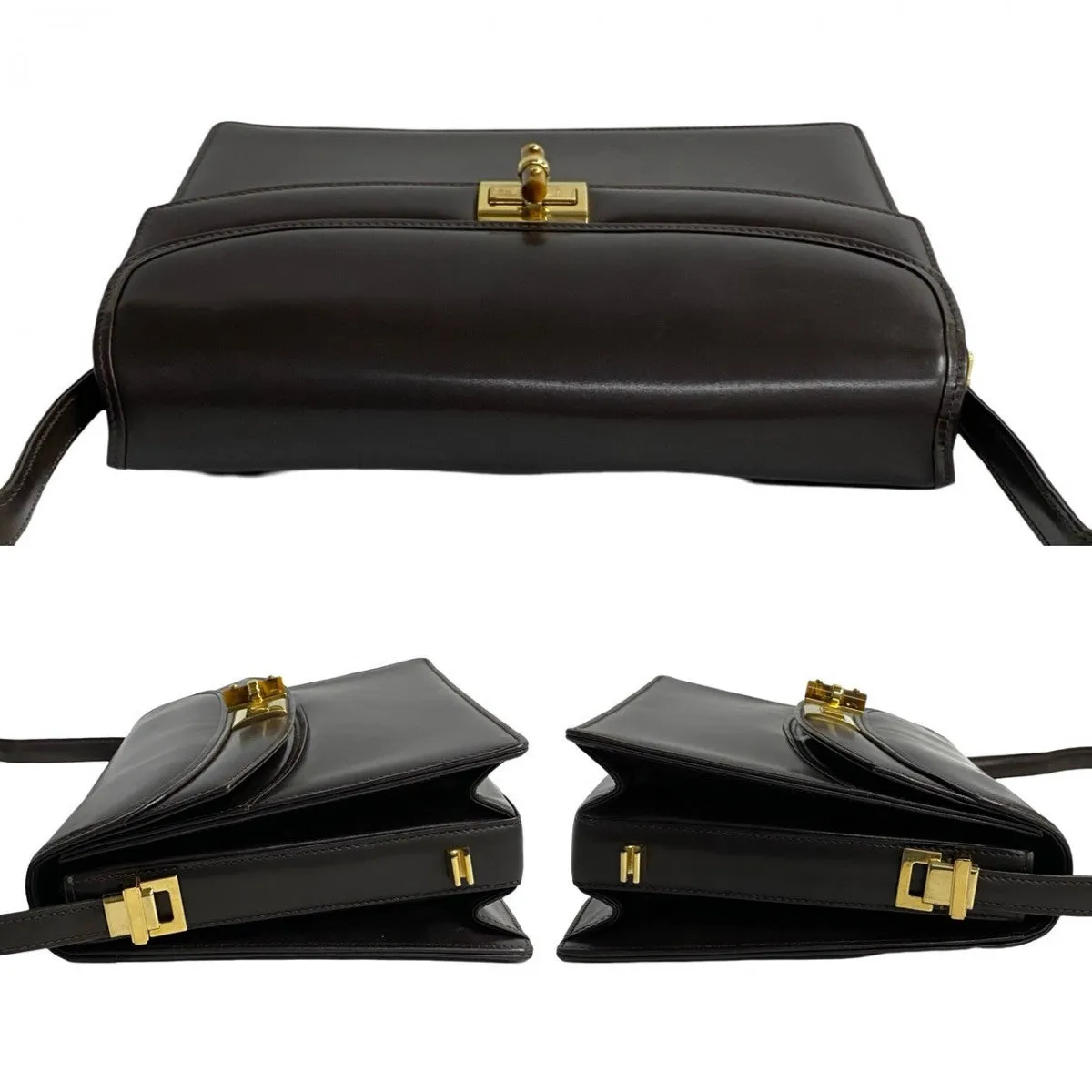 GUCCI Shoulder Bag Calfskin Brown