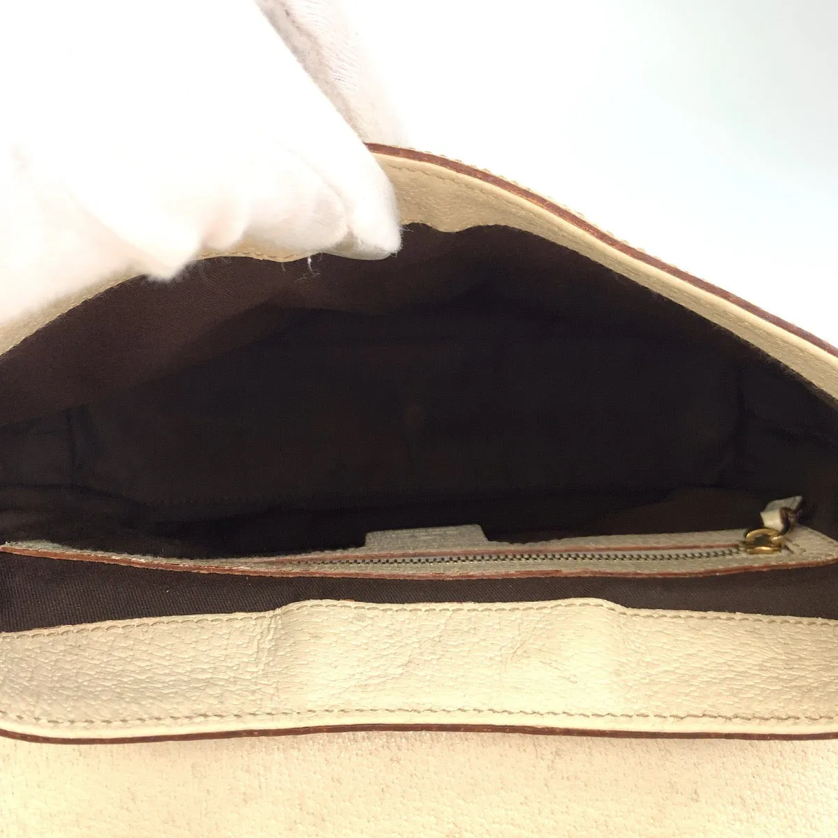 GUCCI Shoulder Bag GG canvas Beige Gold Metal Crossbody Shoulder Bag Pochette Sherry line Women Used