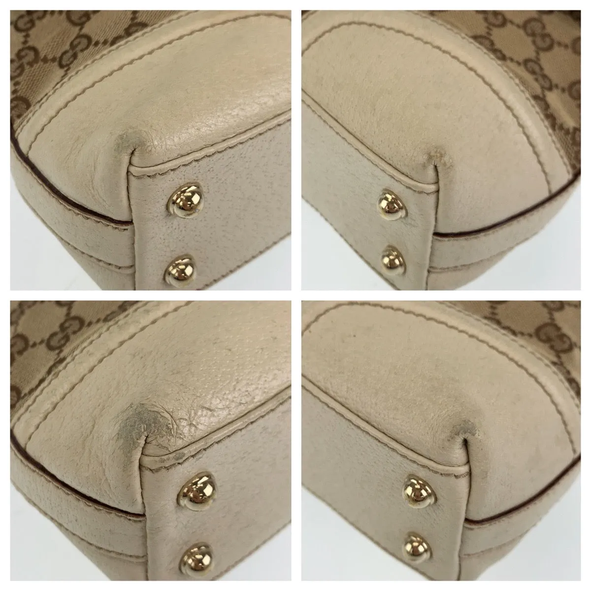 GUCCI Shoulder Bag GG canvas Beige Gold Metal Crossbody Shoulder Bag Pochette Sherry line Women Used