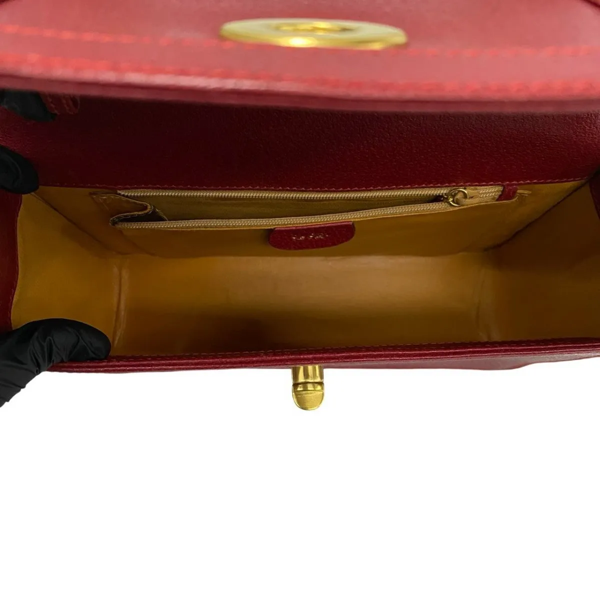 GUCCI Shoulder Bag leather Red Bamboo Old Gucci