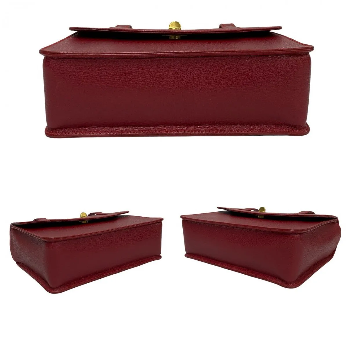 GUCCI Shoulder Bag leather Red Bamboo Old Gucci