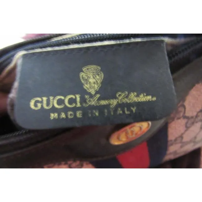 Gucci Shoulder Sherry Line With Red Blue Stripe Navy Guccissima Print Coated Canvas Leather Hobo Bag