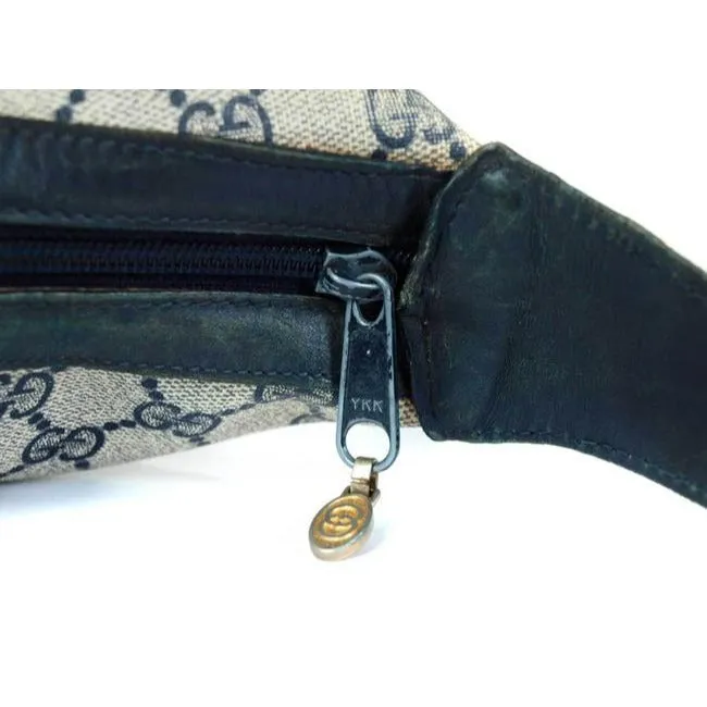 Gucci Shoulder Sherry Line With Red Blue Stripe Navy Guccissima Print Coated Canvas Leather Hobo Bag