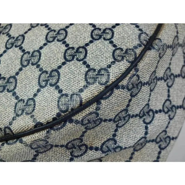 Gucci Shoulder Sherry Line With Red Blue Stripe Navy Guccissima Print Coated Canvas Leather Hobo Bag