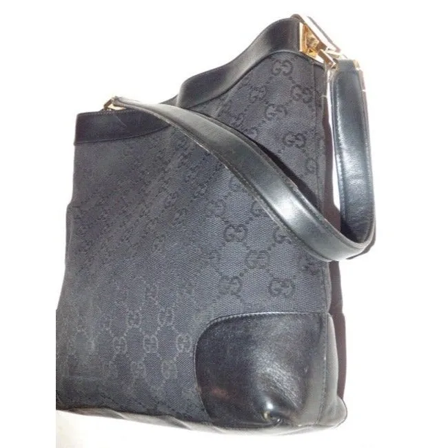 Gucci Supreme Shoulder Guccissima Print Top Handle Black And Gg Leather Hobo Bag