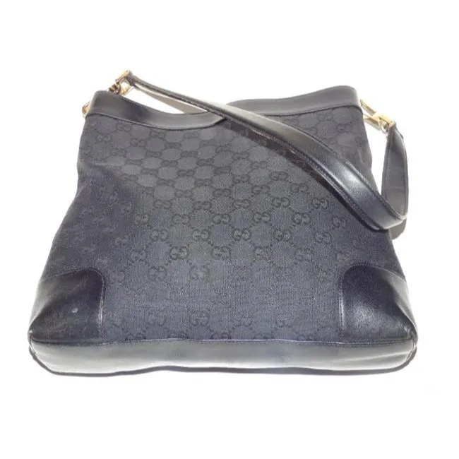 Gucci Supreme Shoulder Guccissima Print Top Handle Black And Gg Leather Hobo Bag