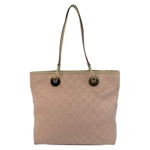 GUCCI Tote Bag 139552 GG canvas, leather Pink White Gold Metal Tote Bag Shoulder Bag Women Used