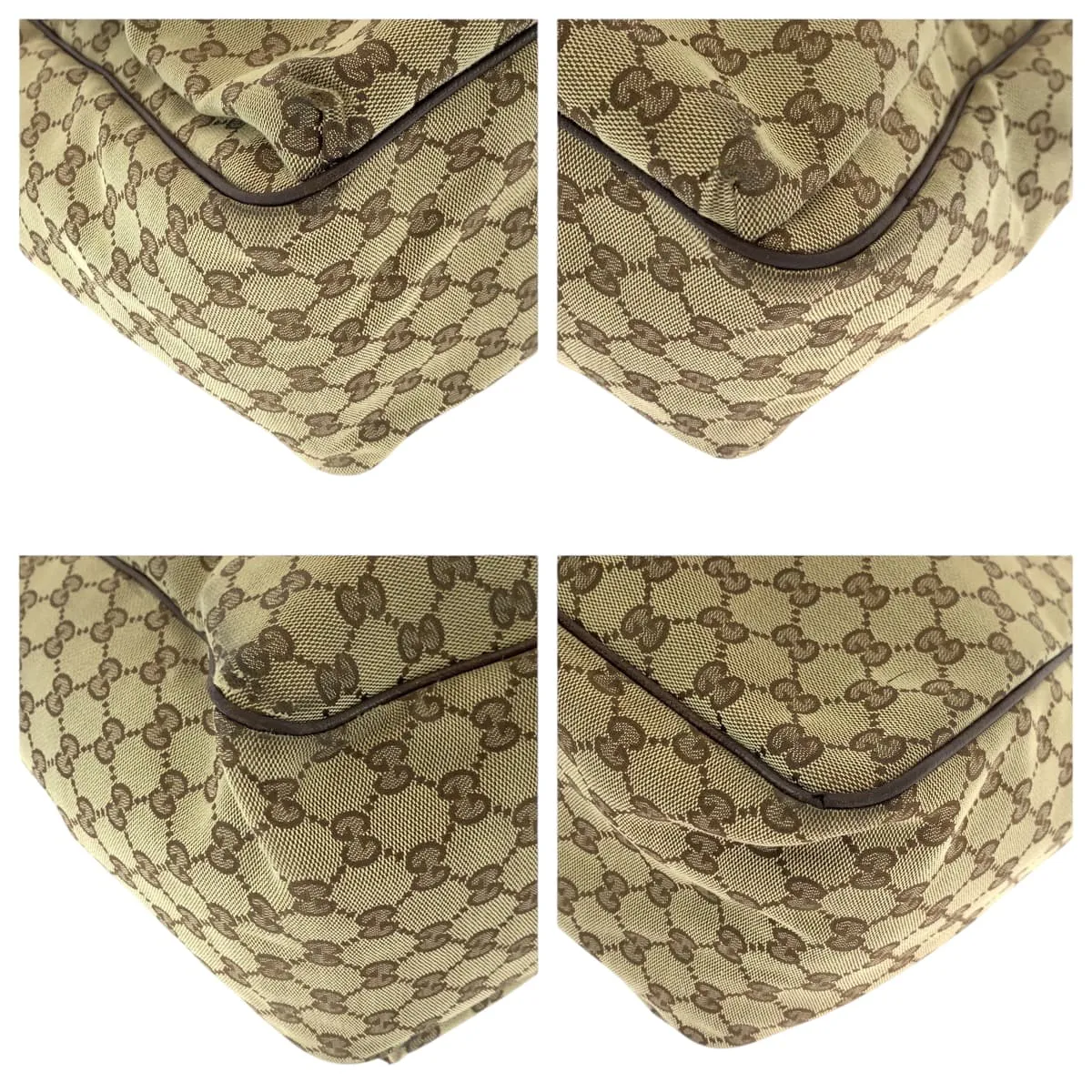 GUCCI Tote Bag 161836 GG canvas Brown beige Tote Bag Shoulder Bag Unisex Sherry line Women Used