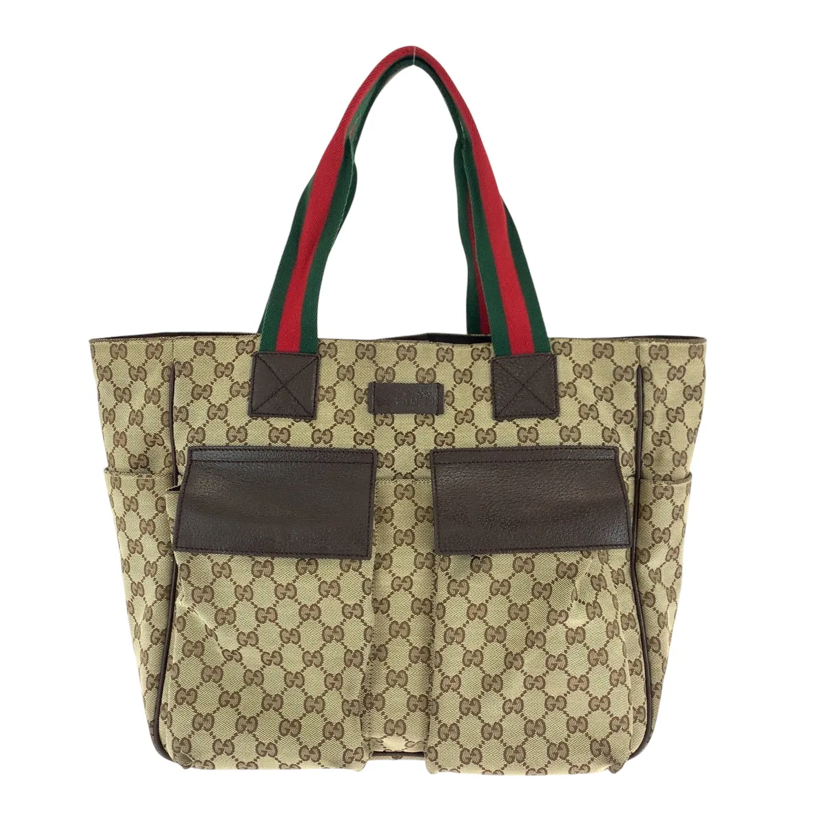 GUCCI Tote Bag 161836 GG canvas Brown beige Tote Bag Shoulder Bag Unisex Sherry line Women Used