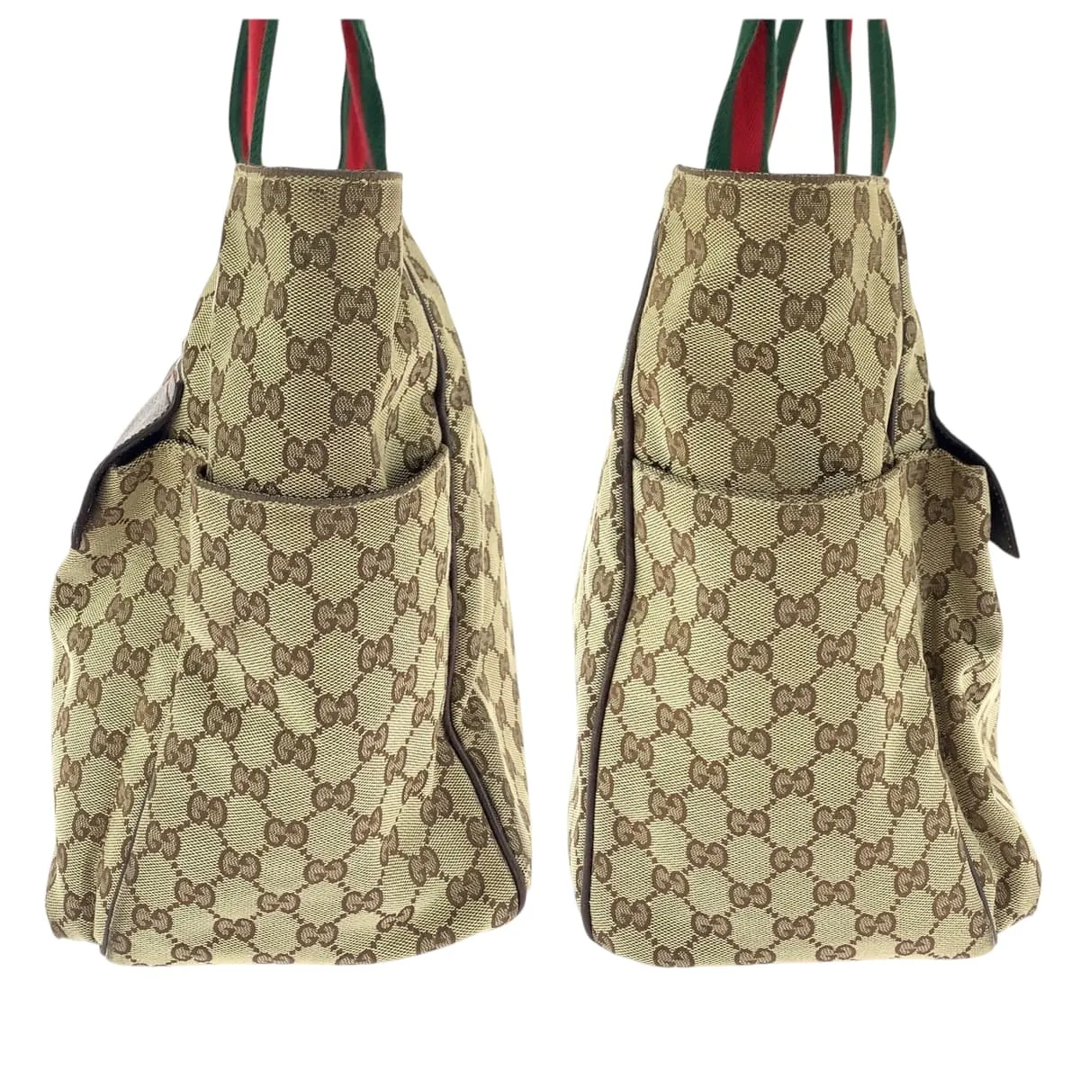 GUCCI Tote Bag 161836 GG canvas Brown beige Tote Bag Shoulder Bag Unisex Sherry line Women Used