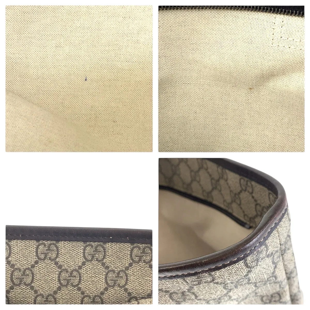 GUCCI Tote Bag 211137 GG Supreme canvas, leather beige Tote Bag Shoulder Bag Women Used