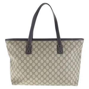 GUCCI Tote Bag 211137 GG Supreme canvas, leather beige Tote Bag Shoulder Bag Women Used