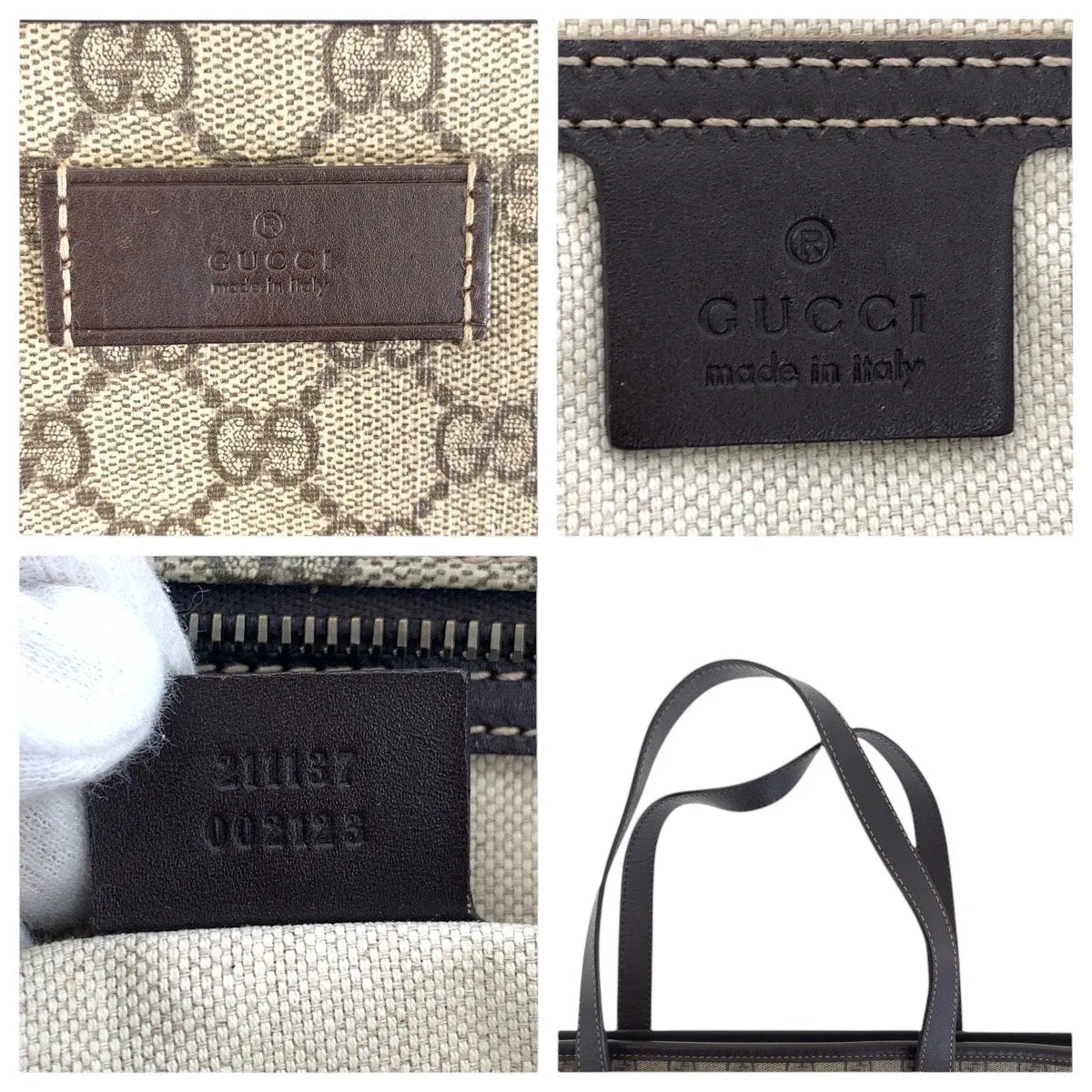GUCCI Tote Bag 211137 GG Supreme canvas, leather beige Tote Bag Shoulder Bag Women Used