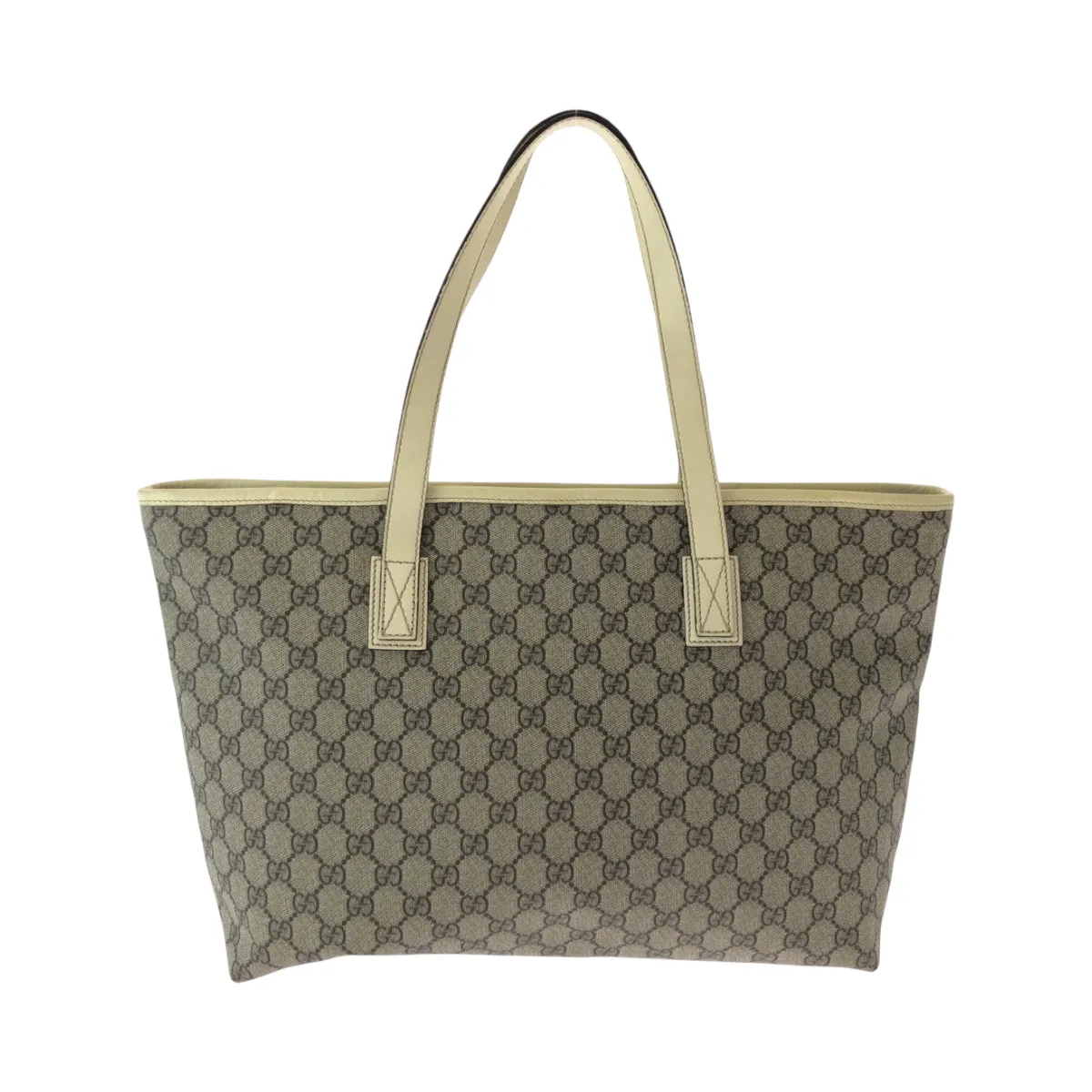 GUCCI Tote Bag 211137 PVC Beige Ivory SilverMetal Tote Bag Shoulder Bag GG plus Women Used